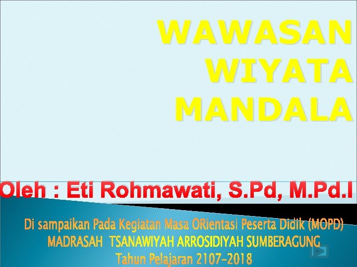 WAWASAN WIYATA MANDALA Oleh : Eti Rohmawati, S. Pd, M. Pd. I 