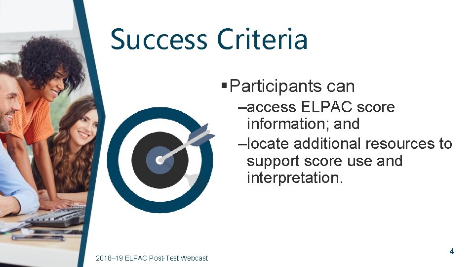 Success Criteria § Participants can –access ELPAC score information; and –locate additional resources to