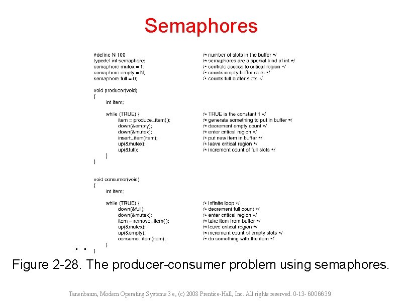 Semaphores . . . Figure 2 -28. The producer-consumer problem using semaphores. Tanenbaum, Modern
