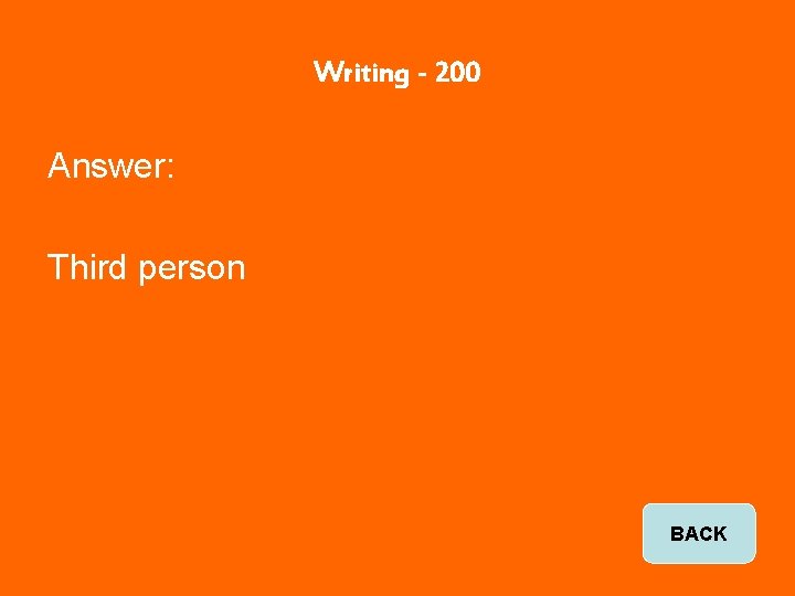 Writing - 200 Answer: Third person BACK 