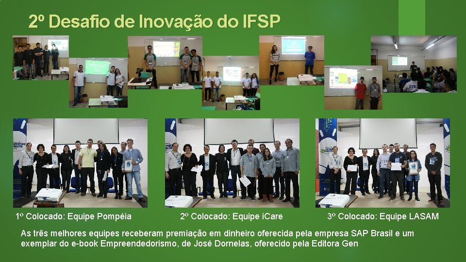 2º Desafio de Inovação do IFSP 1º Colocado: Equipe Pompéia 2º Colocado: Equipe i.