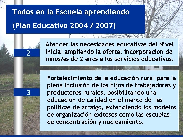 Todos en la Escuela aprendiendo (Plan Educativo 2004 / 2007) 2 3 Atender las