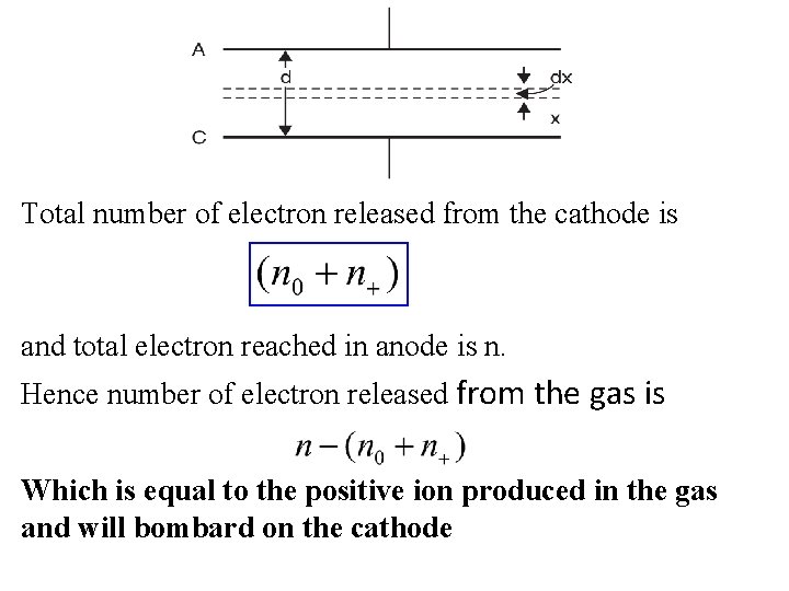Total number of electron released from the cathode is and total electron reached in
