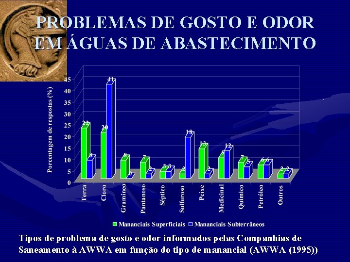 PROBLEMAS DE GOSTO E ODOR EM ÁGUAS DE ABASTECIMENTO Tipos de problema de gosto