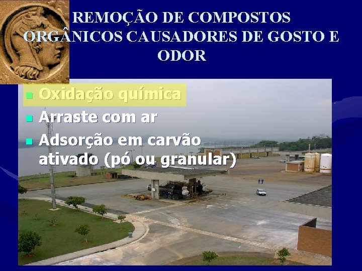 REMOÇÃO DE COMPOSTOS ORG NICOS CAUSADORES DE GOSTO E ODOR n n n Oxidação