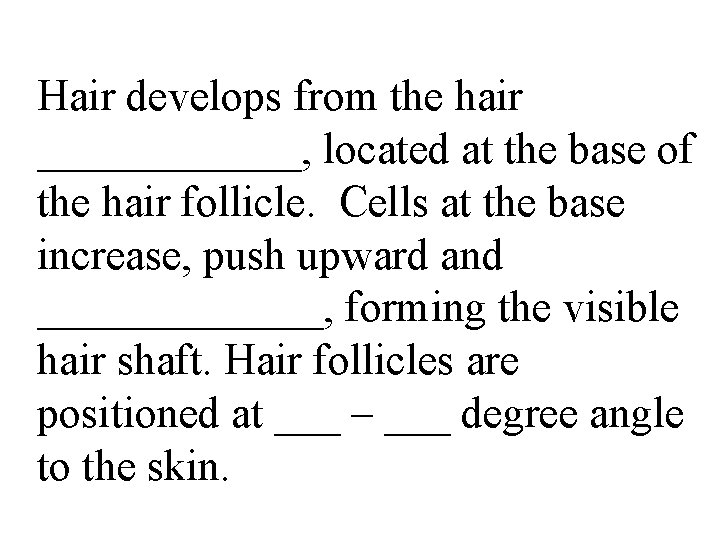 Hair develops from the hair ______, located at the base of the hair follicle.