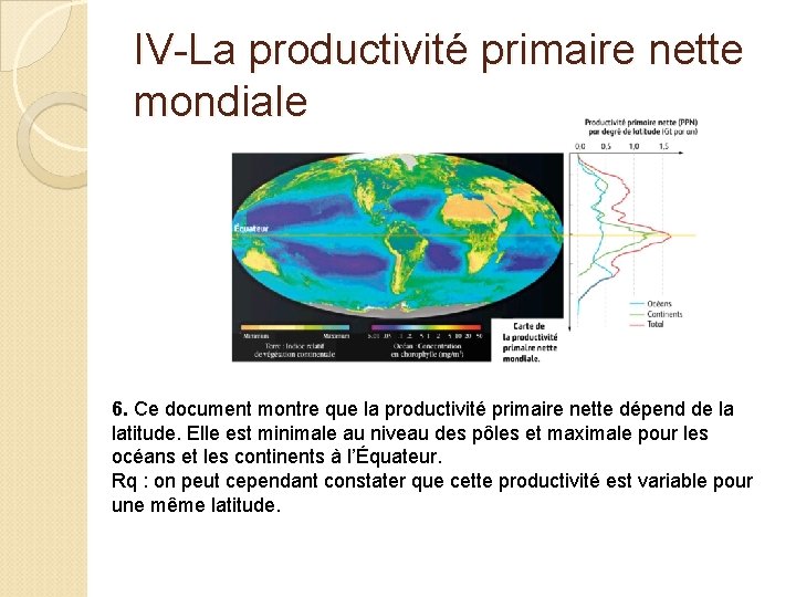 IV-La productivité primaire nette mondiale 6. Ce document montre que la productivité primaire nette IV-La productivité primaire nette mondiale 6. Ce document montre que la productivité primaire nette