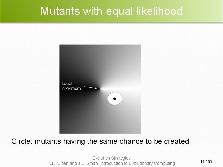 Mutants with equal likelihood Circle: mutants having the same chance to be created Evolution