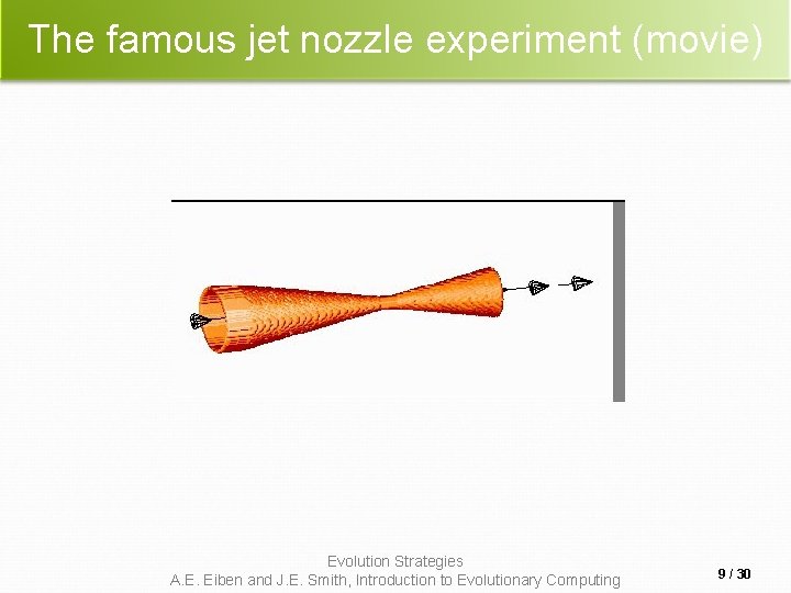 The famous jet nozzle experiment (movie) Evolution Strategies A. E. Eiben and J. E.