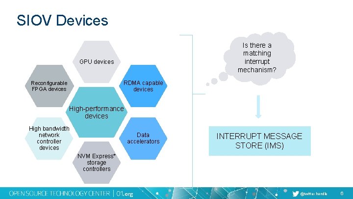 SIOV Devices Is there a matching interrupt mechanism? GPU devices RDMA capable devices Reconfigurable