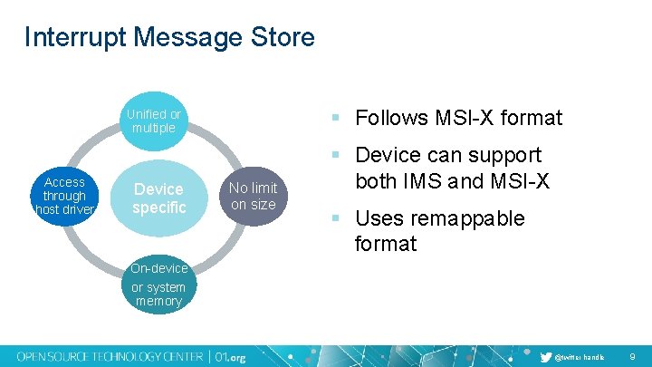 Interrupt Message Store § Follows MSI-X format Unified or multiple Access through host driver