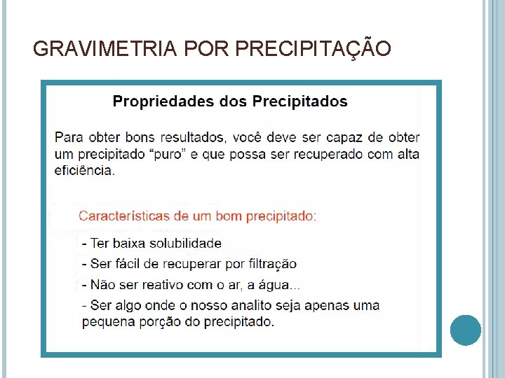 GRAVIMETRIA POR PRECIPITAÇÃO 