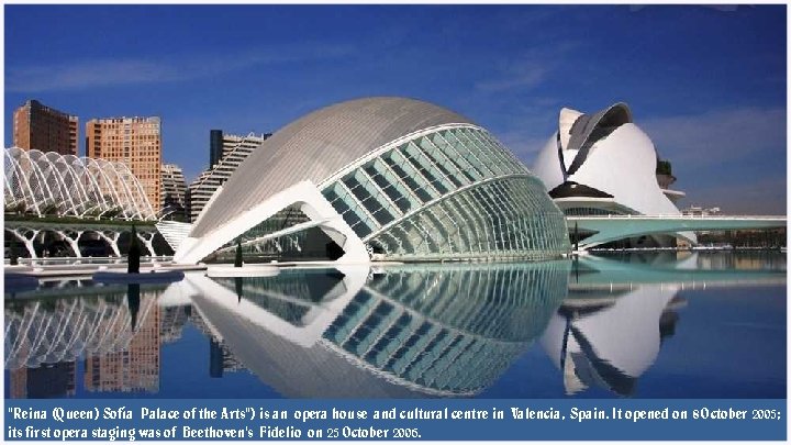 "Reina (Queen) Sofía Palace of the Arts") is an opera house and cultural centre
