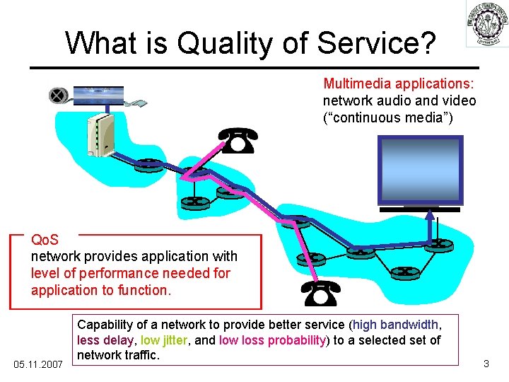 What is Quality of Service? Multimedia applications: network audio and video (“continuous media”) Qo.