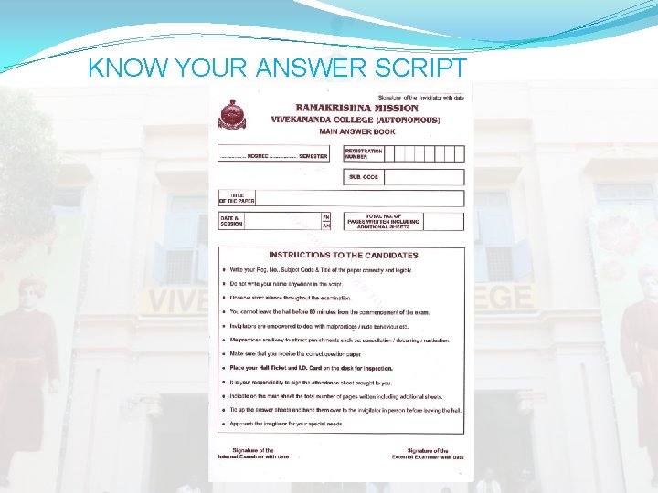 KNOW YOUR ANSWER SCRIPT KNOW YOUR ANSWER SCRIPT
