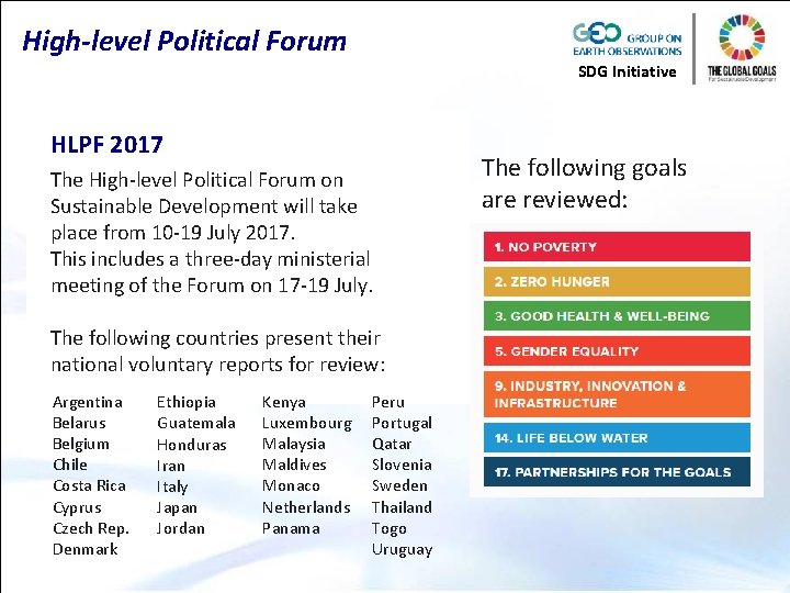 High-level Political Forum SDG Initiative HLPF 2017 The High-level Political Forum on Sustainable Development