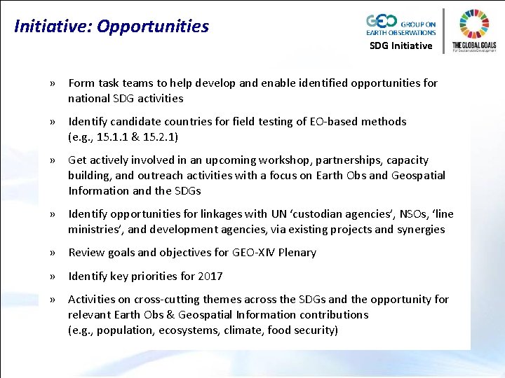 Initiative: Opportunities SDG Initiative » Form task teams to help develop and enable identified