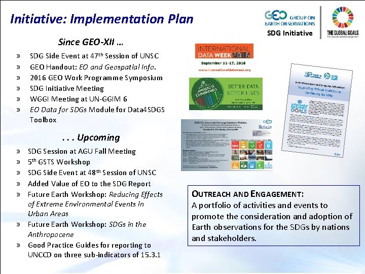 Initiative: Implementation Plan Since GEO-XII … » » » SDG Initiative SDG Side Event