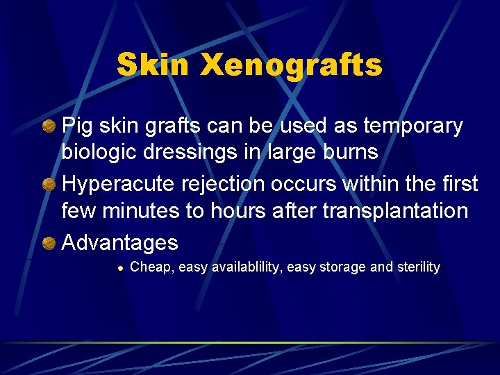 Skin Xenografts Pig skin grafts can be used as temporary biologic dressings in large Skin Xenografts Pig skin grafts can be used as temporary biologic dressings in large