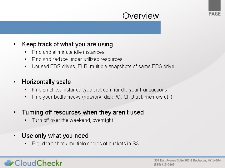 Overview • Keep track of what you are using • • • Find and