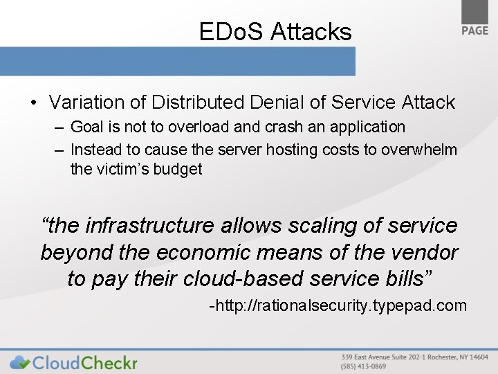 EDo. S Attacks • Variation of Distributed Denial of Service Attack – Goal is