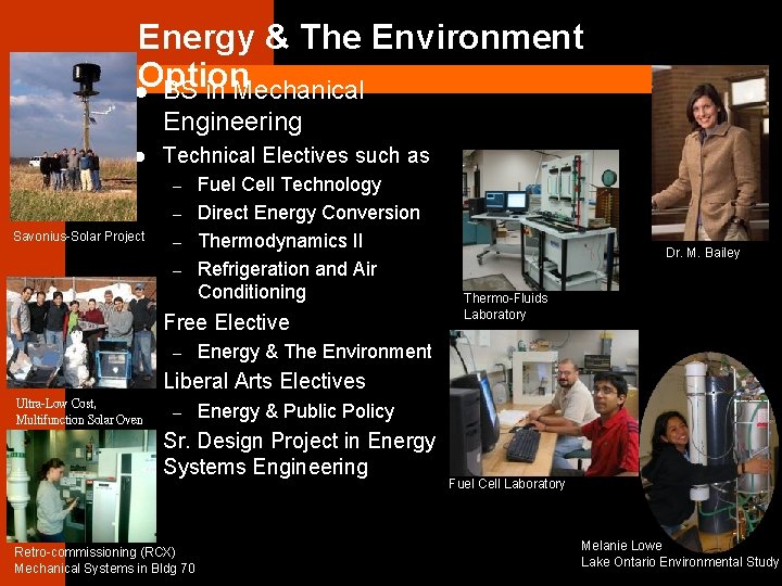 Energy & The Environment Option l BS in Mechanical Engineering l Technical Electives such