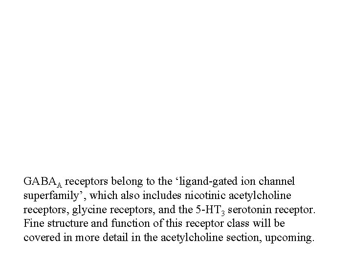 GABAA receptors belong to the ‘ligand-gated ion channel superfamily’, which also includes nicotinic acetylcholine