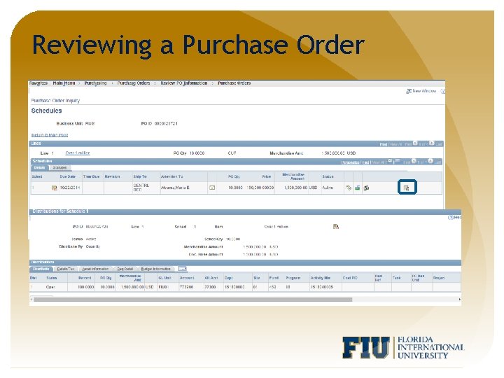 Reviewing a Purchase Order 