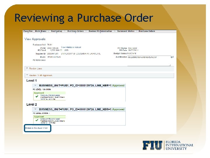 Reviewing a Purchase Order 