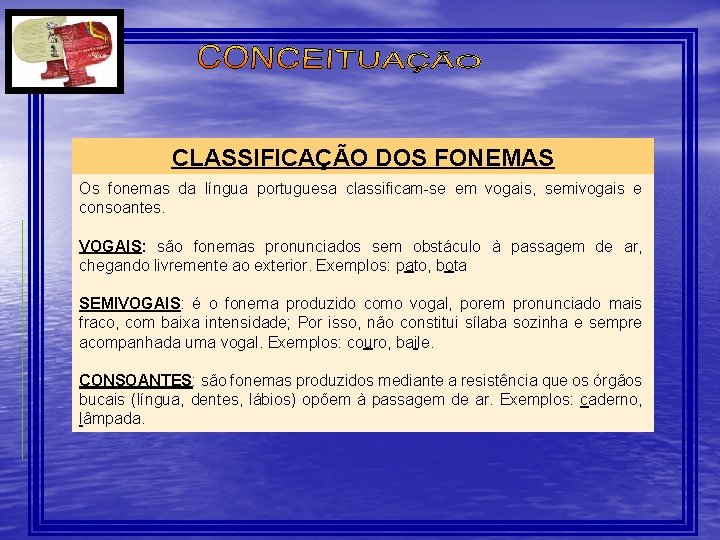 CLASSIFICAÇÃO DOS FONEMAS Os fonemas da língua portuguesa classificam-se em vogais, semivogais e consoantes. CLASSIFICAÇÃO DOS FONEMAS Os fonemas da língua portuguesa classificam-se em vogais, semivogais e consoantes.