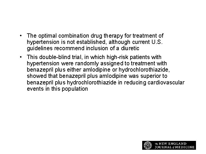 Study Overview • The optimal combination drug therapy for treatment of hypertension is not Study Overview • The optimal combination drug therapy for treatment of hypertension is not