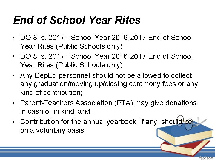 End of School Year Rites • DO 8, s. 2017 - School Year 2016