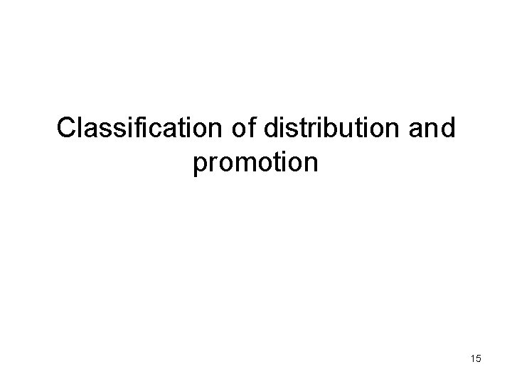 Classification of distribution and promotion 15 
