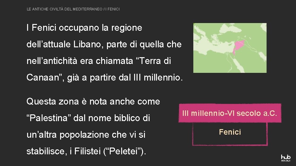 LE ANTICHE CIVILTÀ DEL MEDITERRANEO / I FENICI I Fenici occupano la regione dell’attuale