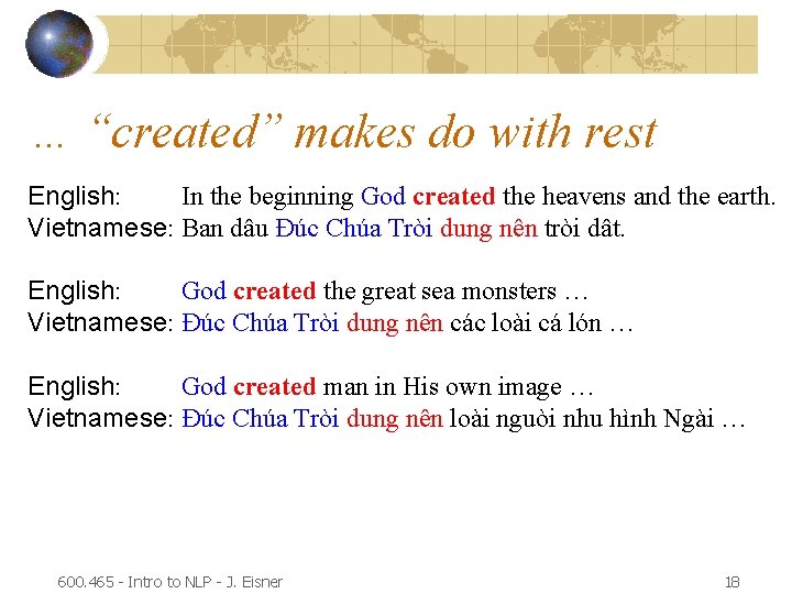 … “created” makes do with rest English: In the beginning God created the heavens