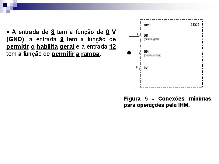 § A entrada de 8 tem a função de 0 V (GND), a entrada