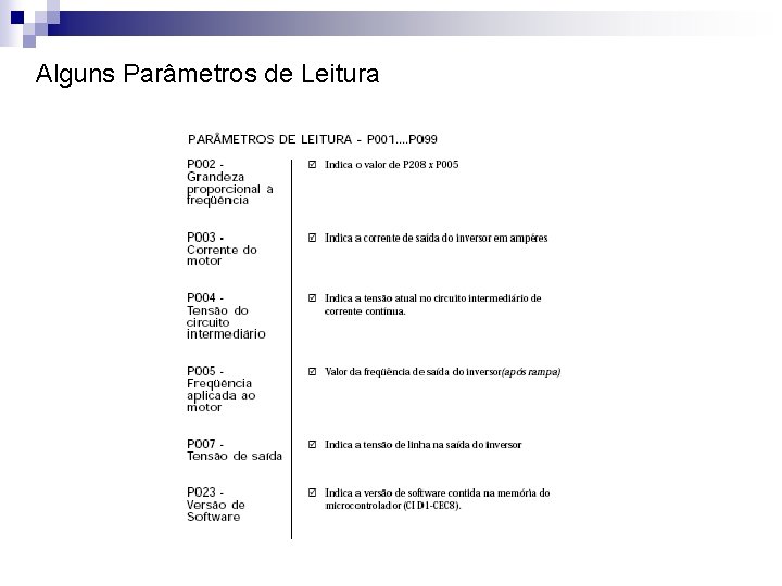 Alguns Parâmetros de Leitura 