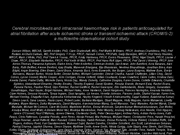 Cerebral microbleeds and intracranial haemorrhage risk in patients anticoagulated for atrial fibrillation after acute