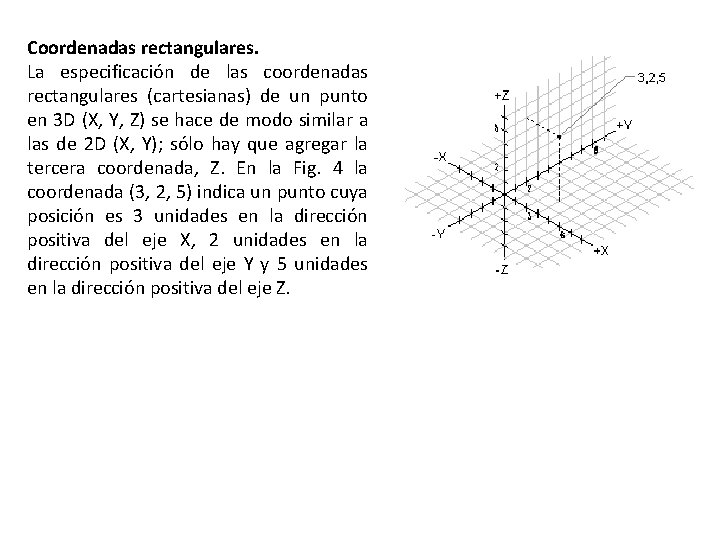 Coordenadas rectangulares. La especificación de las coordenadas rectangulares (cartesianas) de un punto en 3 Coordenadas rectangulares. La especificación de las coordenadas rectangulares (cartesianas) de un punto en 3