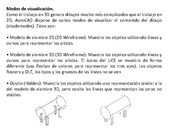 Modos de visualización. Como el trabajo en 3 D genera dibujos mucho más complicados Modos de visualización. Como el trabajo en 3 D genera dibujos mucho más complicados