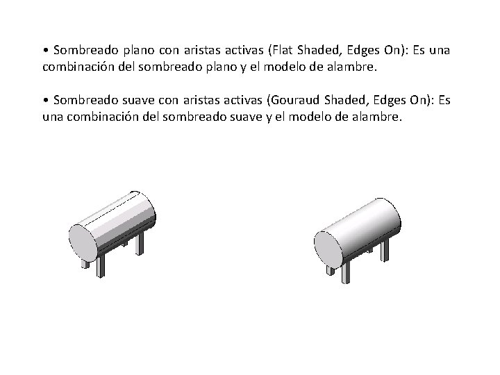 • Sombreado plano con aristas activas (Flat Shaded, Edges On): Es una combinación • Sombreado plano con aristas activas (Flat Shaded, Edges On): Es una combinación