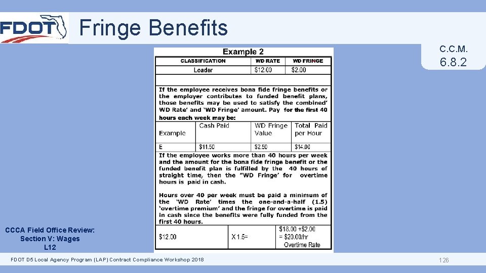 Fringe Benefits C. C. M. 6. 8. 2 CCCA Field Office Review: Section V: