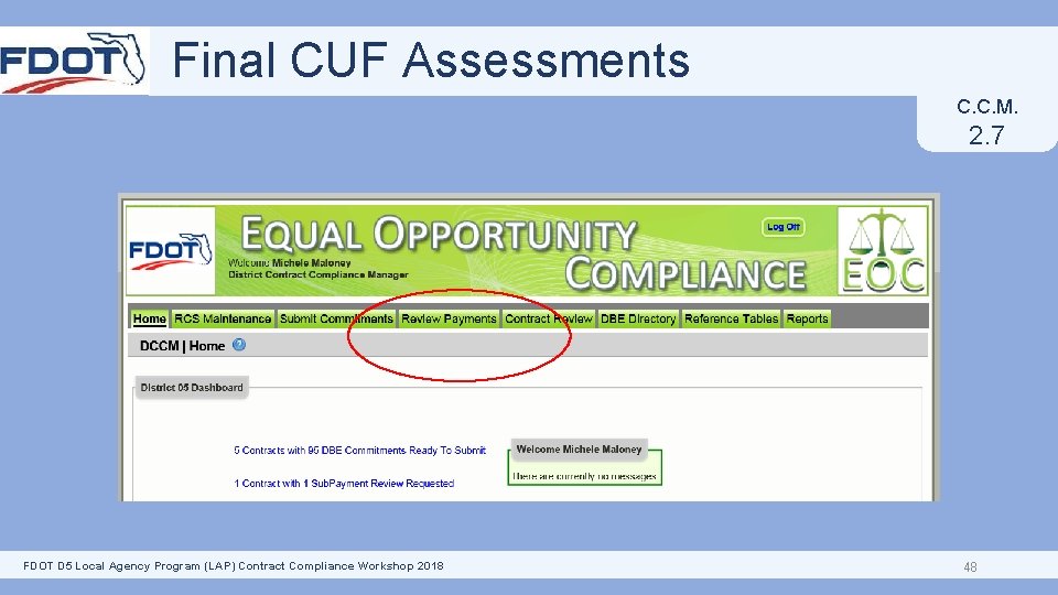 Final CUF Assessments C. C. M. 2. 7 FDOT D 5 Local Agency Program