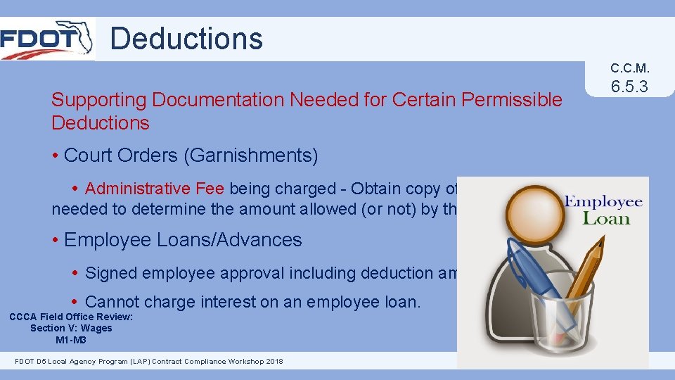 Deductions C. C. M. Supporting Documentation Needed for Certain Permissible Deductions 6. 5. 3