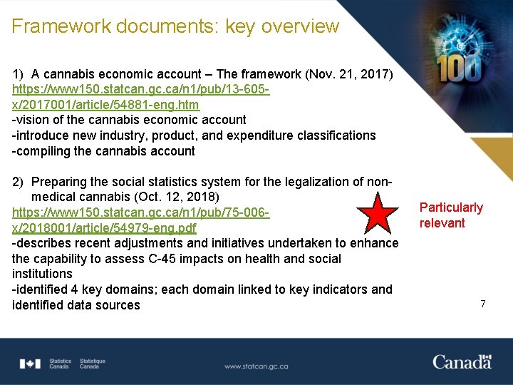 Framework documents: key overview 1) A cannabis economic account – The framework (Nov. 21,