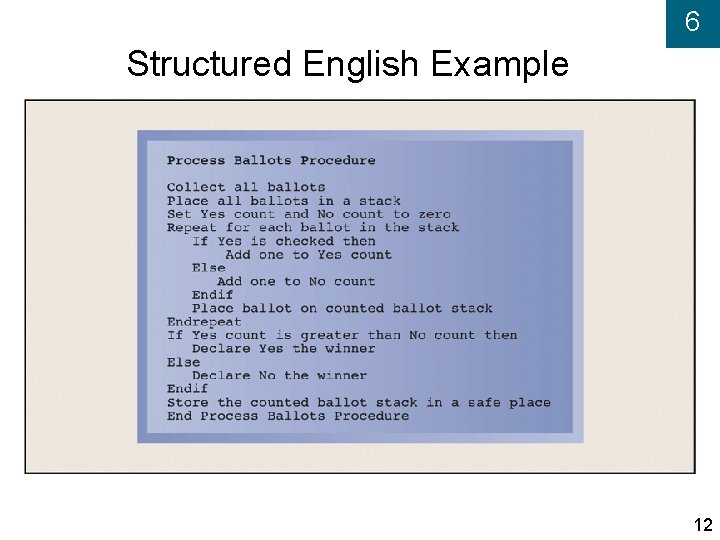 6 Structured English Example 12 