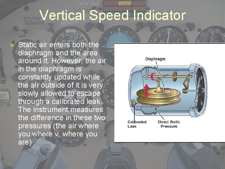 Vertical Speed Indicator ► Static air enters both the diaphragm and the area around