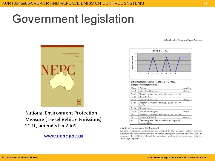 AURT 3046666 A REPAIR AND REPLACE EMISSION CONTROL SYSTEMS 11 Government legislation National Environment AURT 3046666 A REPAIR AND REPLACE EMISSION CONTROL SYSTEMS 11 Government legislation National Environment