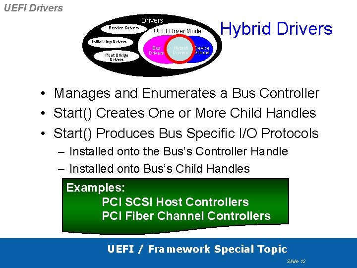 UEFI Drivers Service Drivers UEFI Driver Model Hybrid Drivers Initializing Drivers Root Bridge Drivers UEFI Drivers Service Drivers UEFI Driver Model Hybrid Drivers Initializing Drivers Root Bridge Drivers