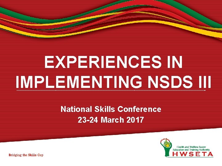 EXPERIENCES IN IMPLEMENTING NSDS III National Skills Conference 23 -24 March 2017 